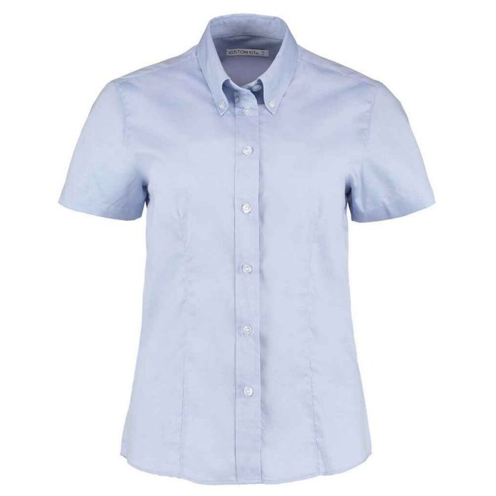 Kustom Kit Womens/Ladies  Oxford Tailored Short-Sleeved Shirt / Light Blue
